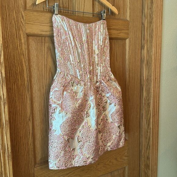 STORIA Mae Strapless Jacquard Corset Babydoll Mini Dress *NEW* - Picture 6 of 12